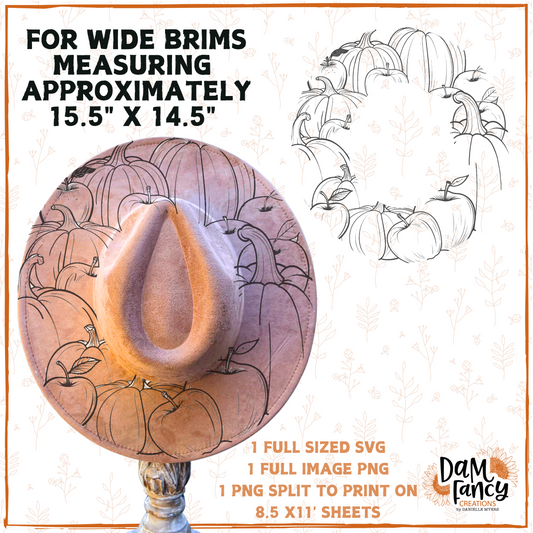 Pumpkins and Apples Wide Brim Hat template