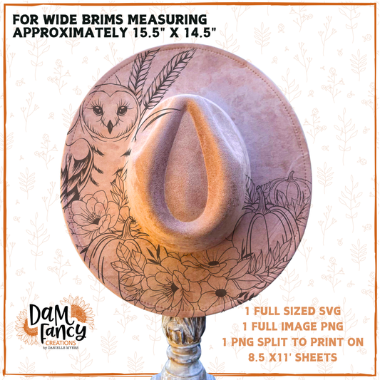 Fall Owl Wide Brim Hat template