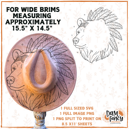 Native Bear Wide Brim Hat template