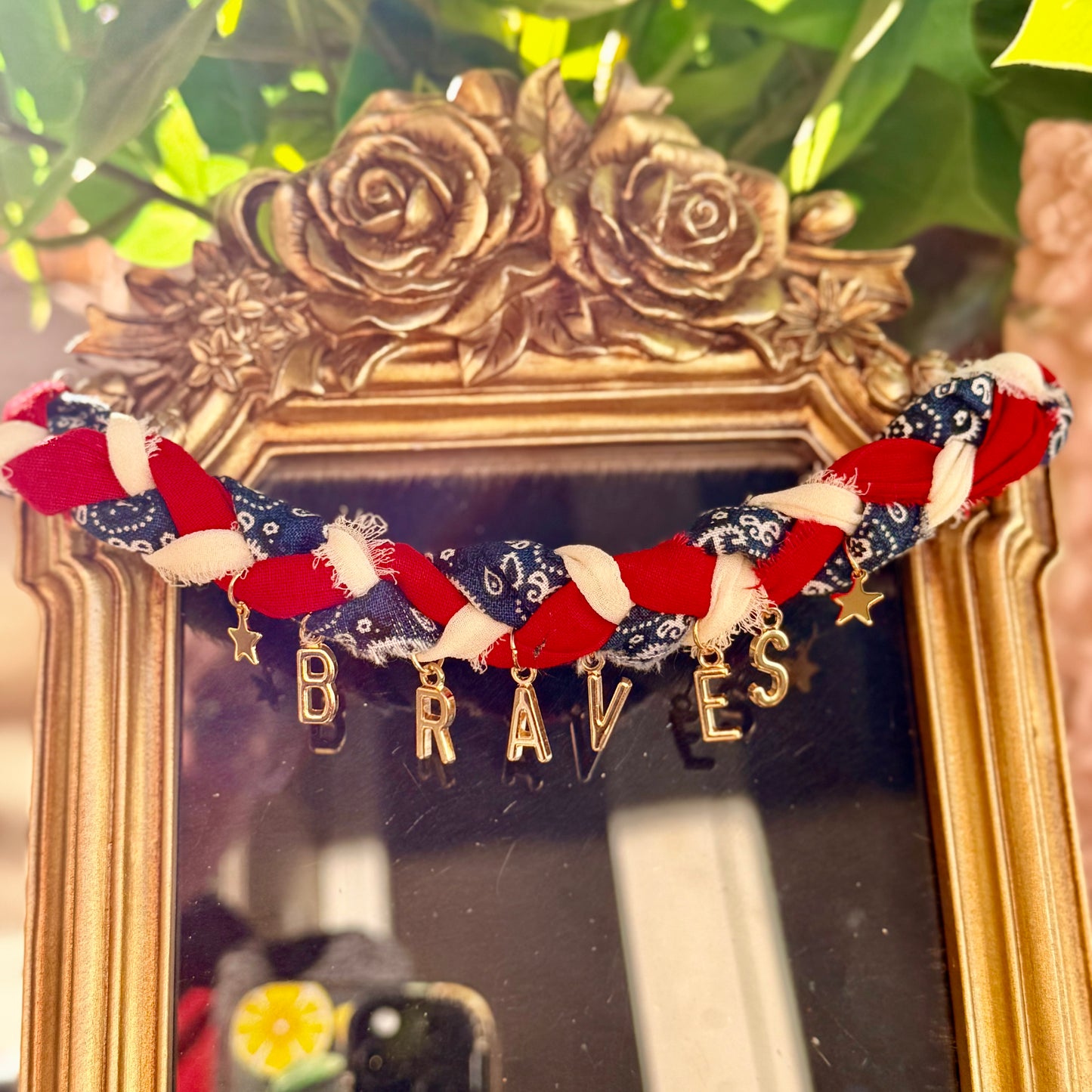 Braided Braves Bandana Necklace with  stars