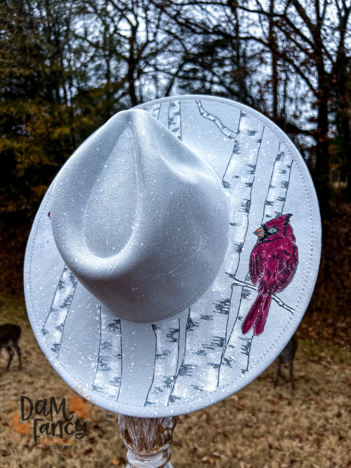 Snowy Cardinal Light Gray Wide. Rim