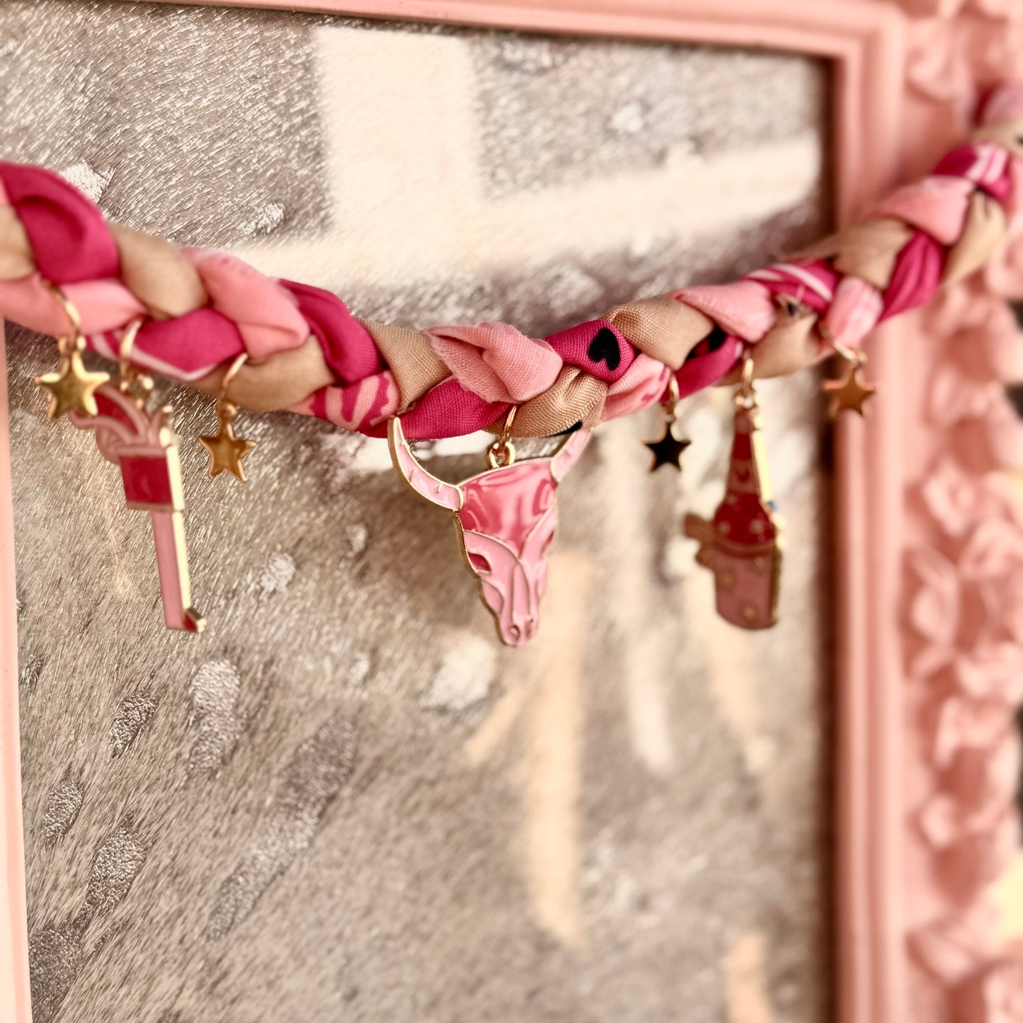 Braided Pink Cowgirl Bandana Necklace