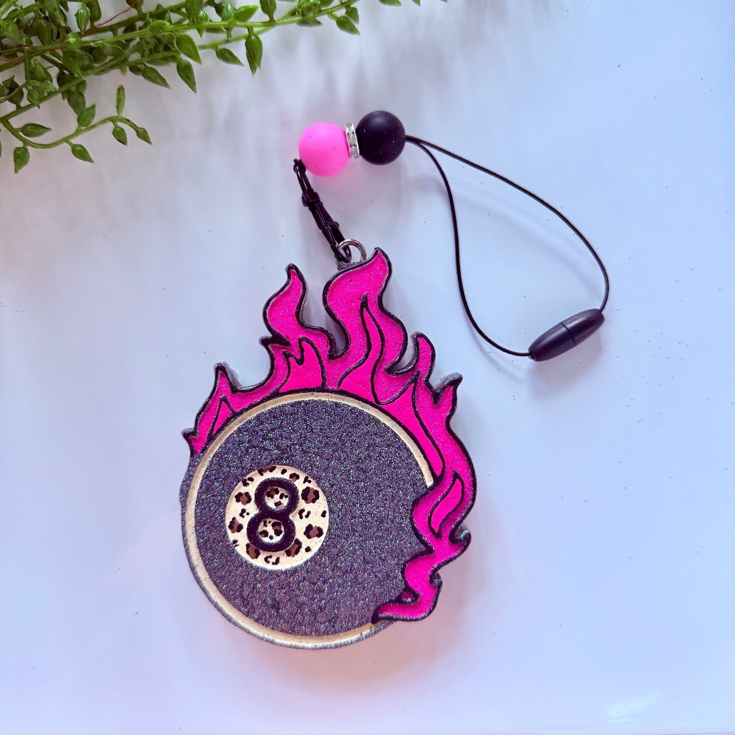 Pink Flaming 8 Ball Car Freshie