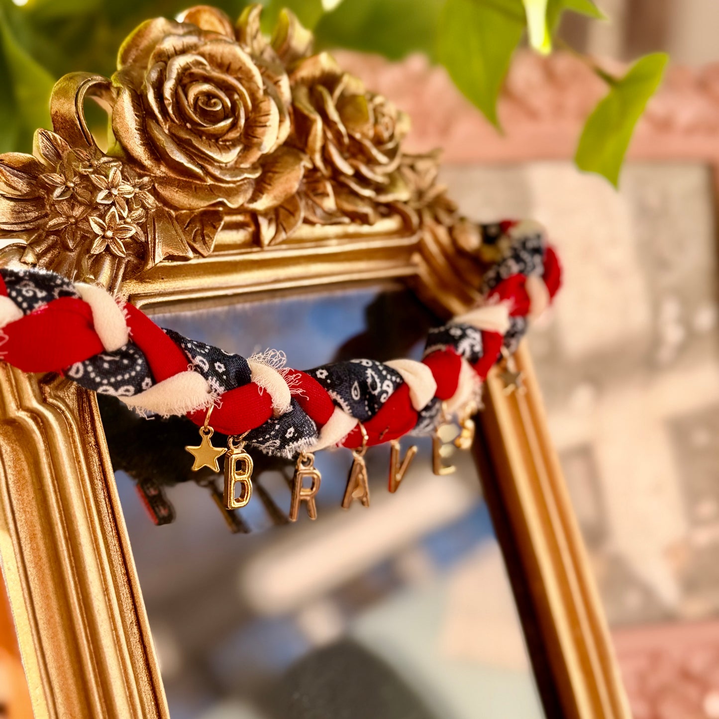 Braided Braves Bandana Necklace with  stars