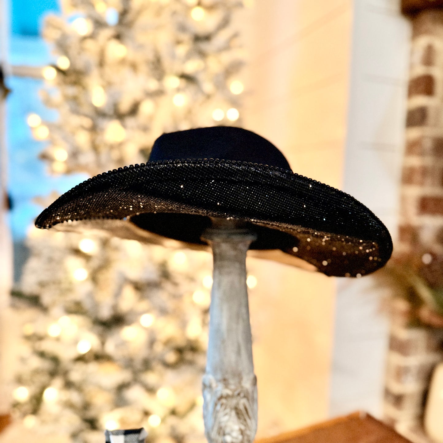 Rhinestone with silver floral foil tear drop cowgirl hat