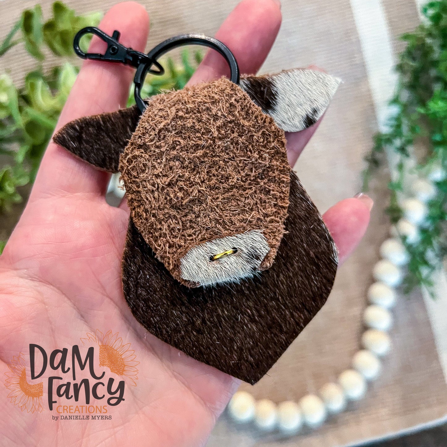 Dark Brown Cowhide Keychain 2