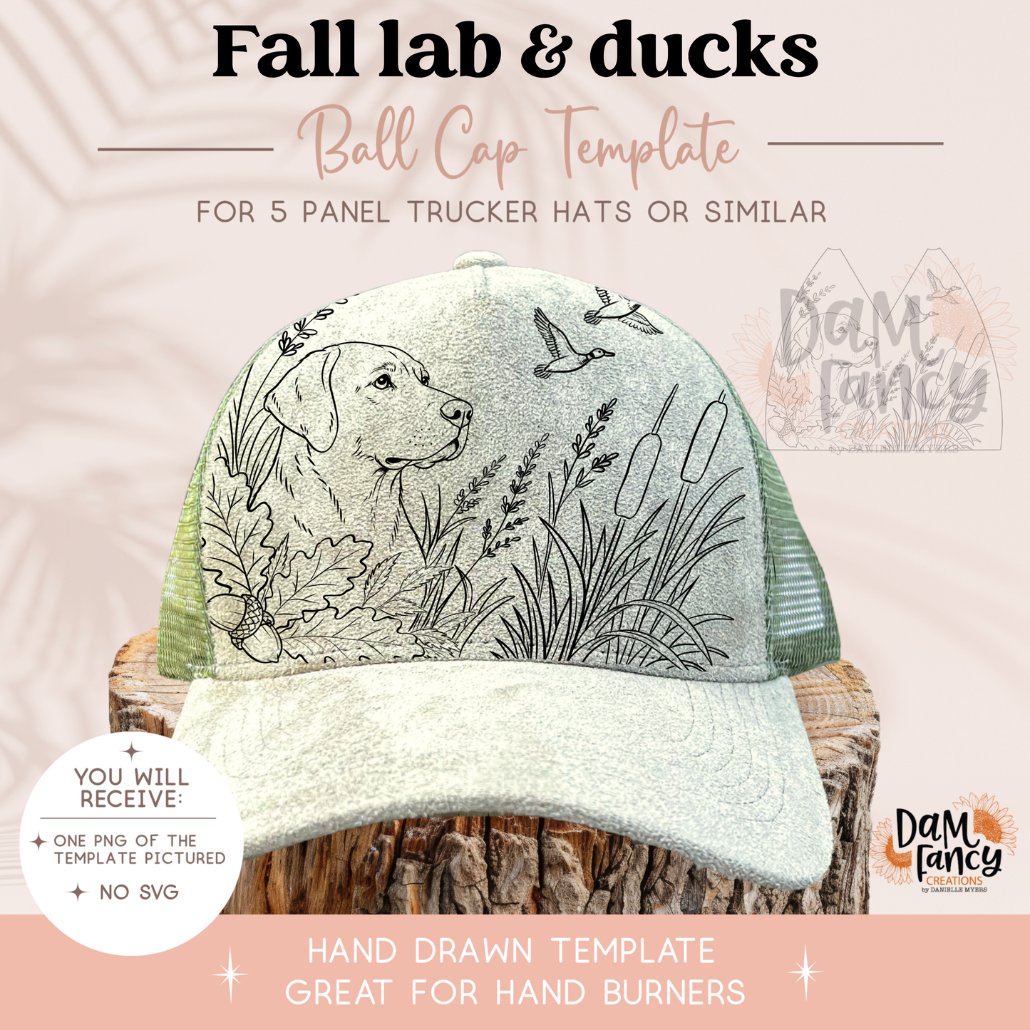 Fall Lab & Ducks Trucker Hat Template