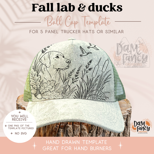 Fall Lab & Ducks Trucker Hat Template