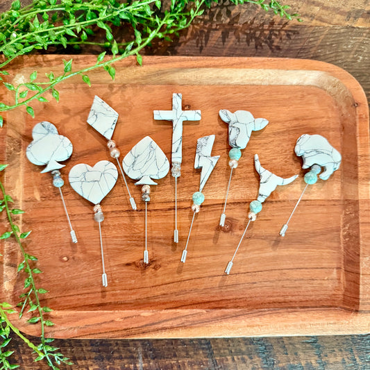 Wholesale  Howlite Style Hat Pins - 10pk