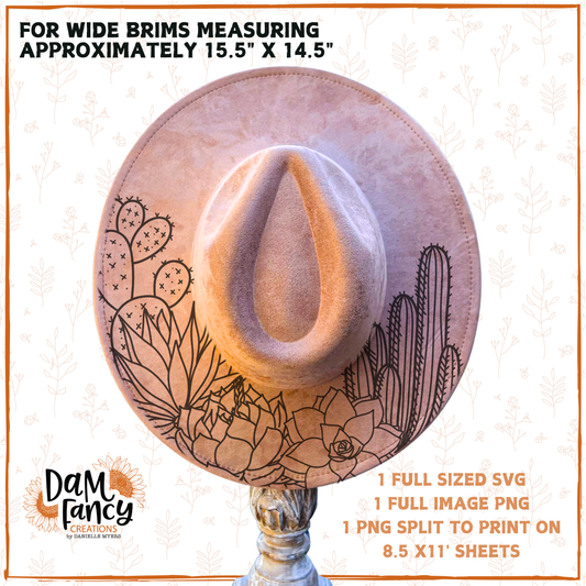 Cacti Collection Wide Brim Hat template