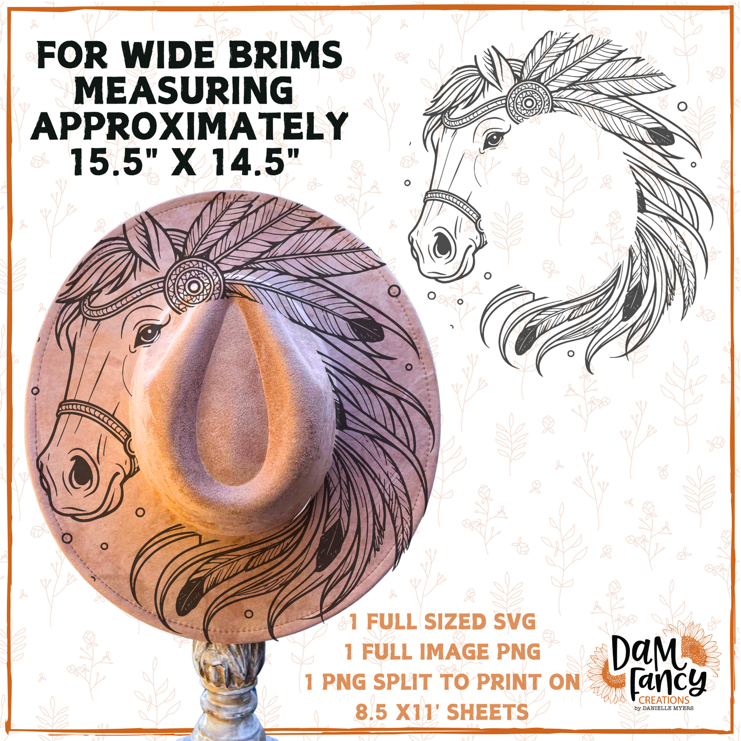 Painted Pony 1 Wide Brim Hat template