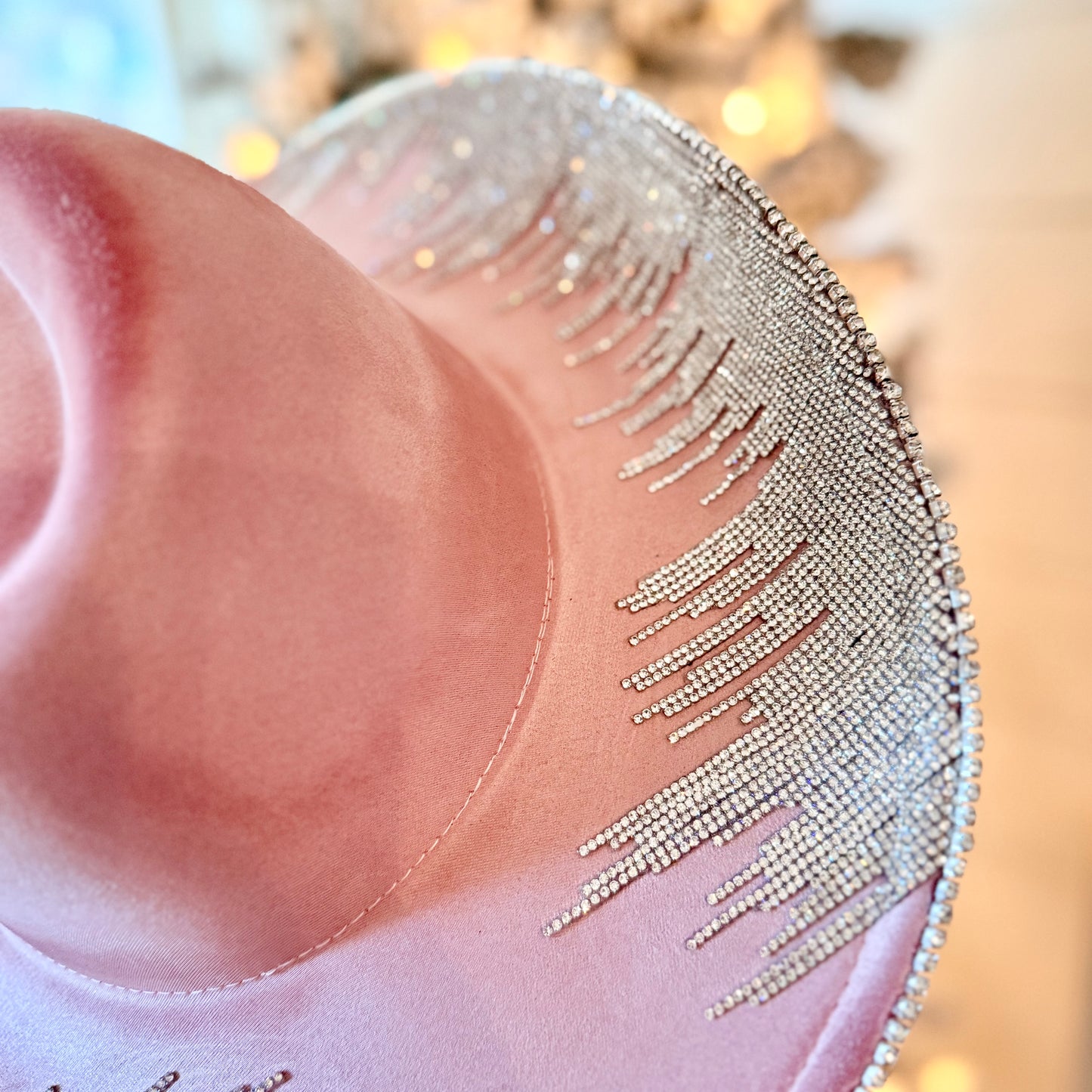 Top Rhinestone design tear drop cowgirl hat