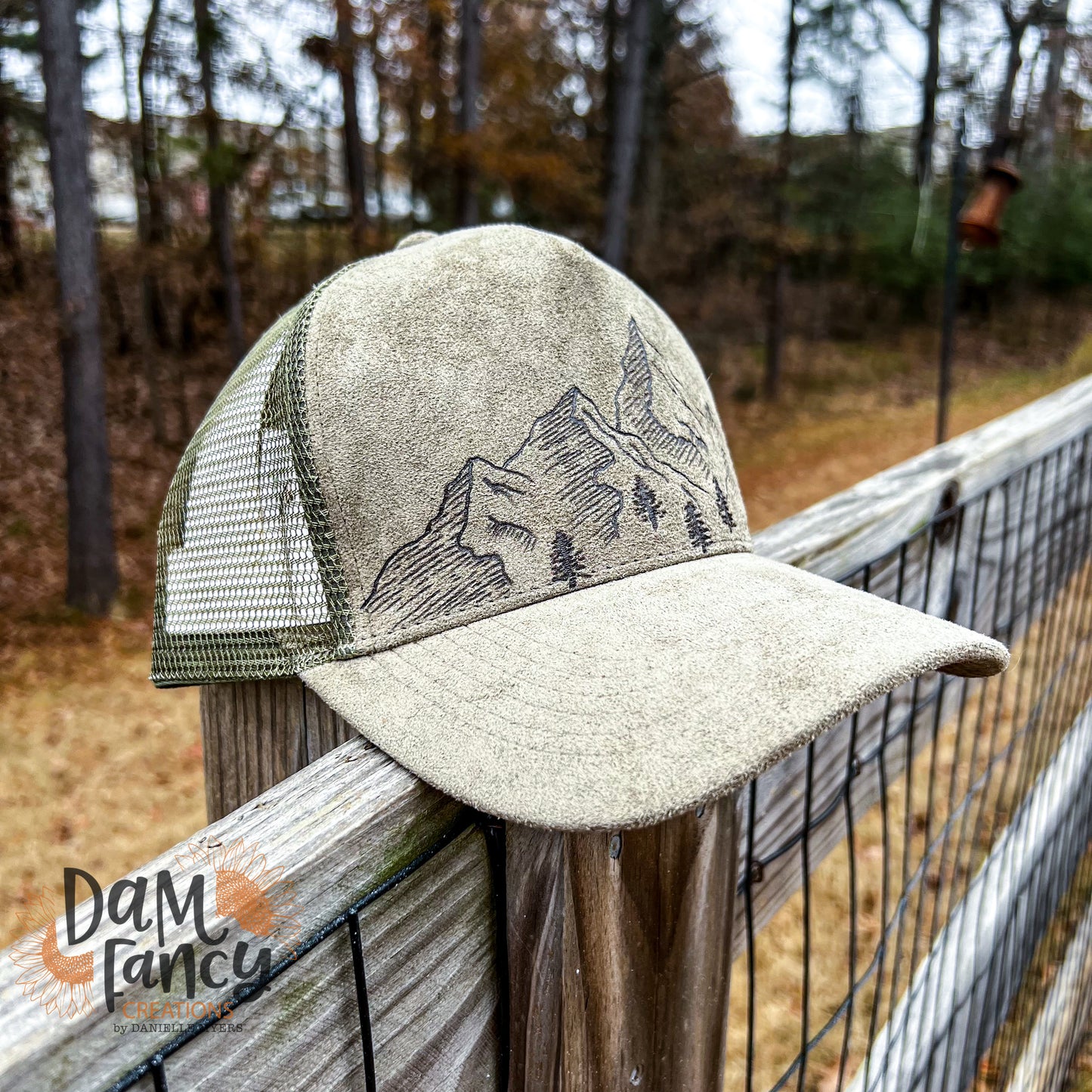 Olive- Mountains Ball Cap