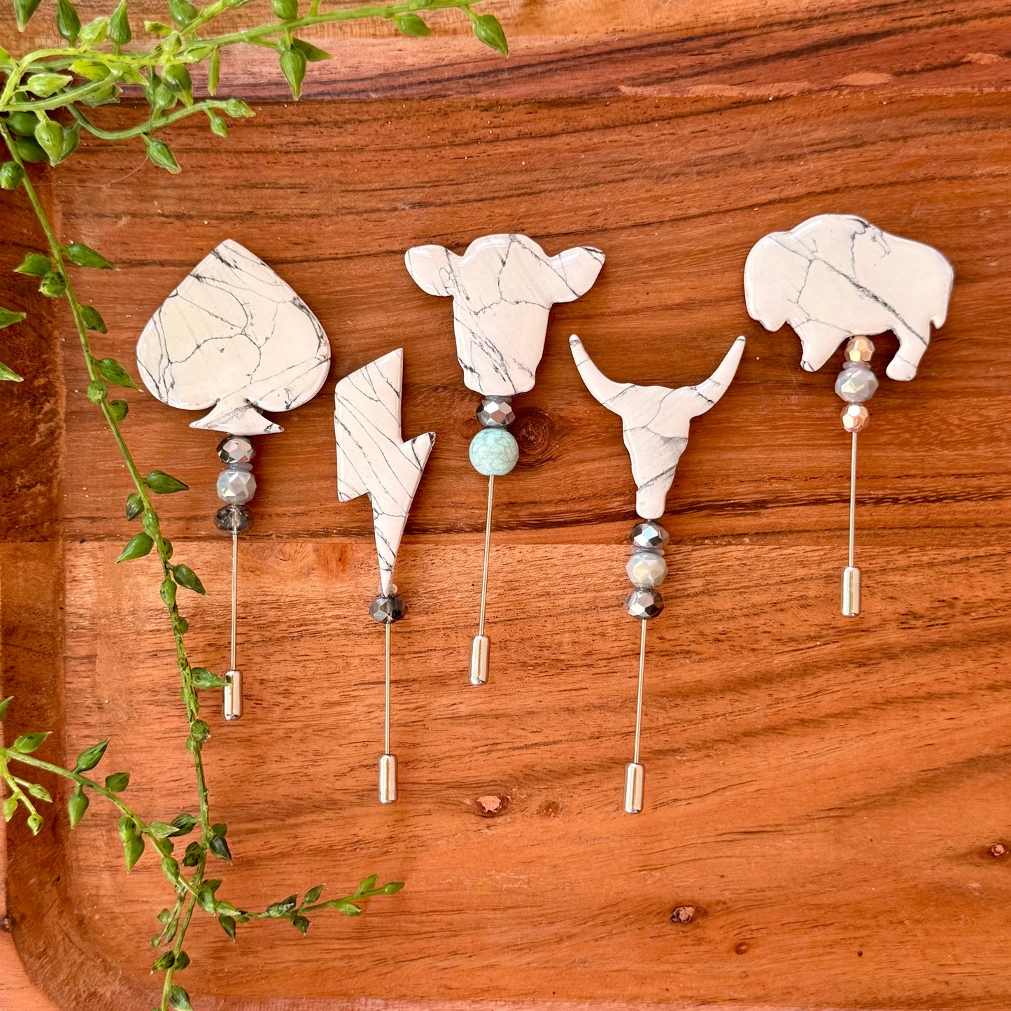 Wholesale  Howlite Style Hat Pins - 10pk