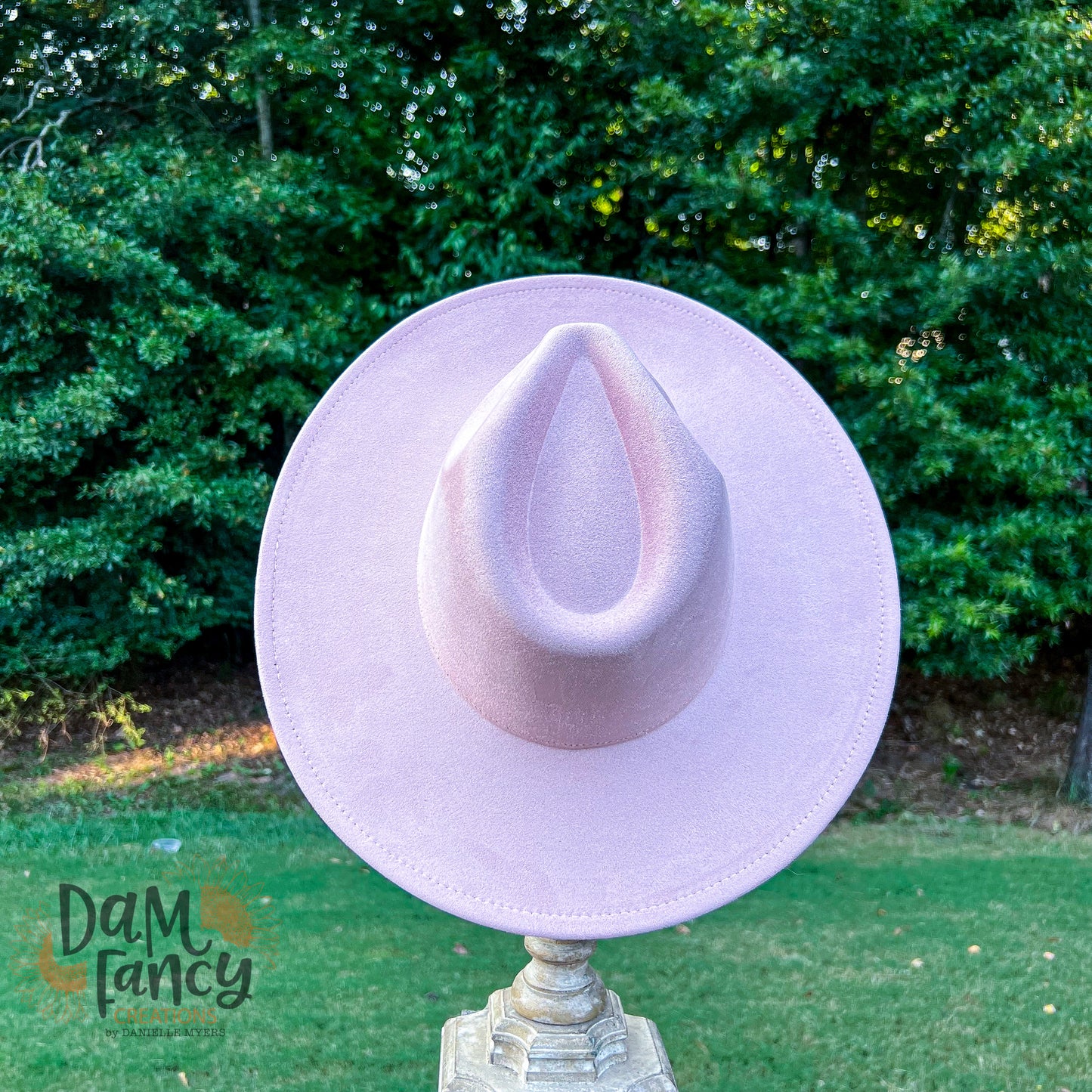 Light Dusty Pink Wide Brim Polyester Hat