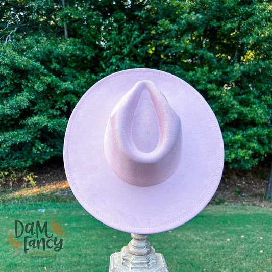 Light Dusty Pink Wide Brim Polyester Hat