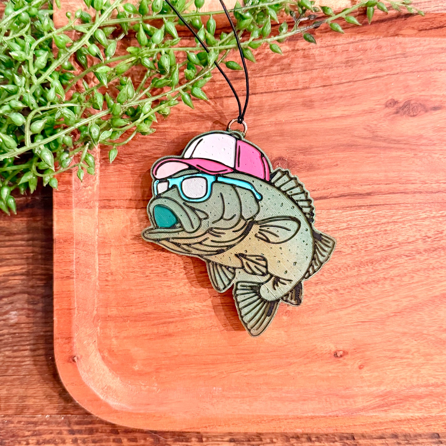 Pink Trucker Hat  Fish- Car Freshie