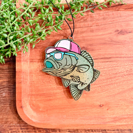 Pink Trucker Hat  Fish- Car Freshie