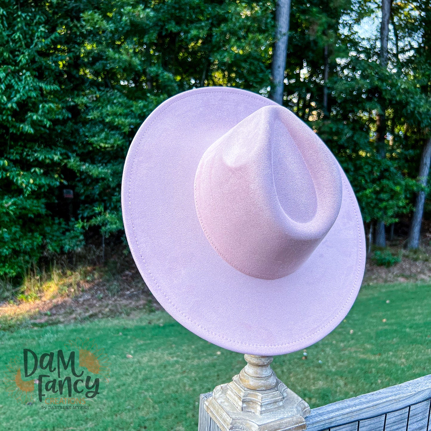 Light Dusty Pink Wide Brim Polyester Hat