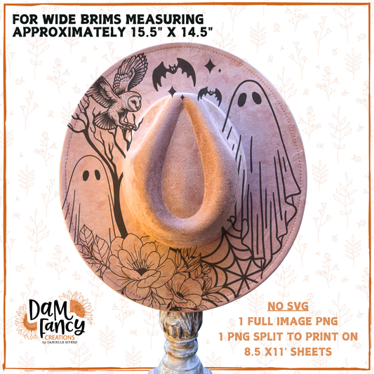 Ghosts and owl Wide Brim Hat template
