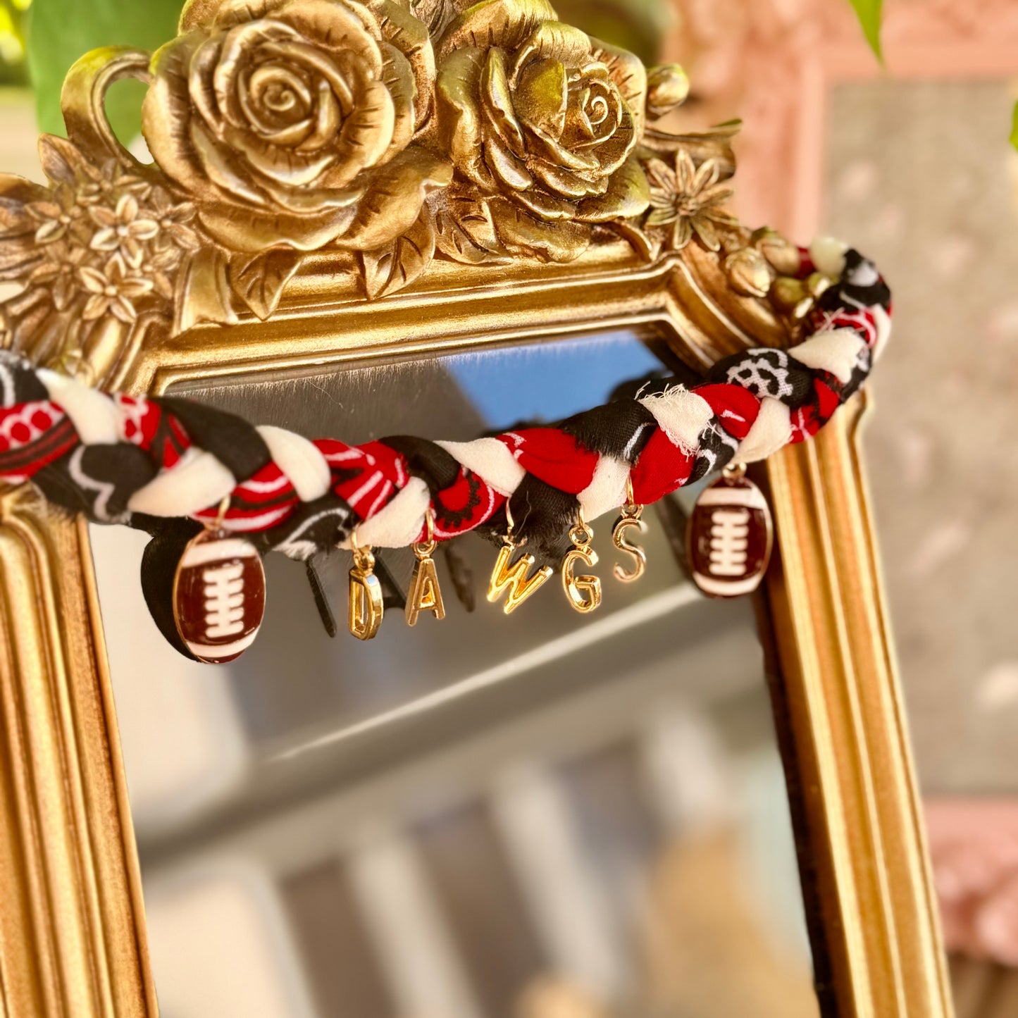 Braided Football Charm DAWGS Bandana Necklace