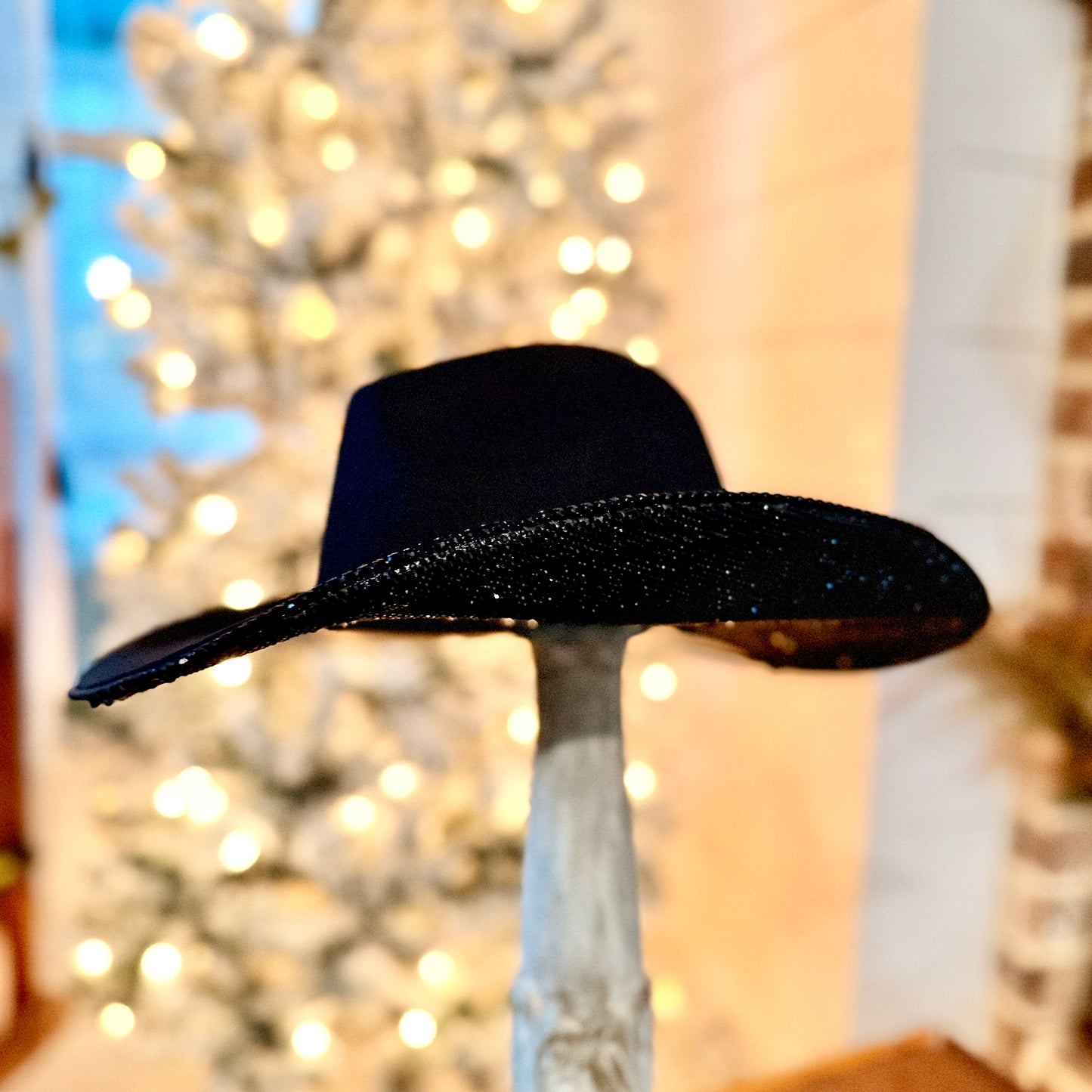 Rhinestone with silver floral foil tear drop cowgirl hat