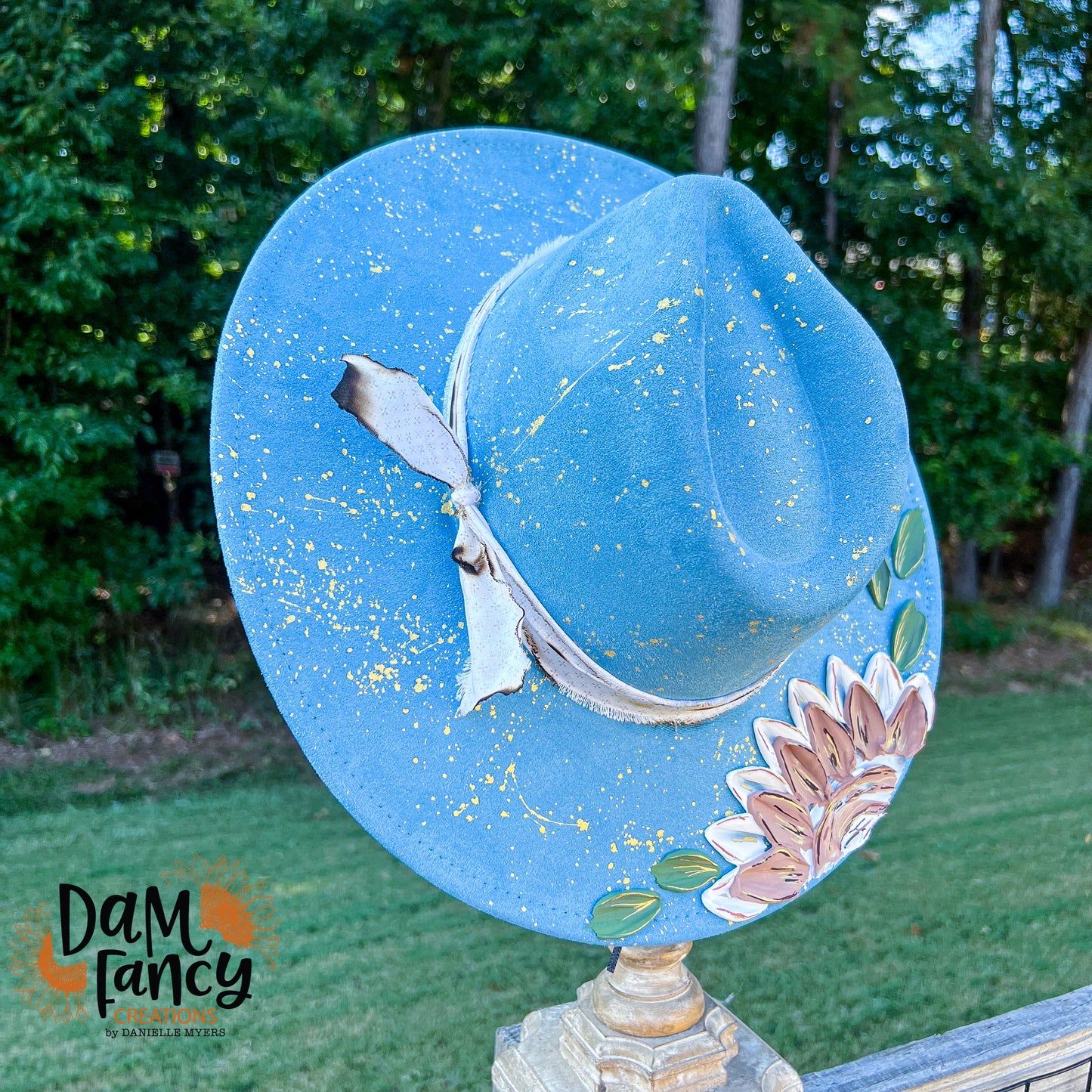 Marble Teal Floral Wide Brim