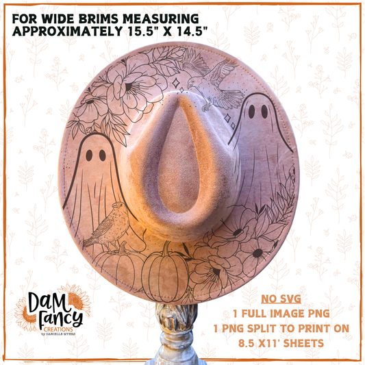 Ghosts and Ravens Wide Brim Hat template