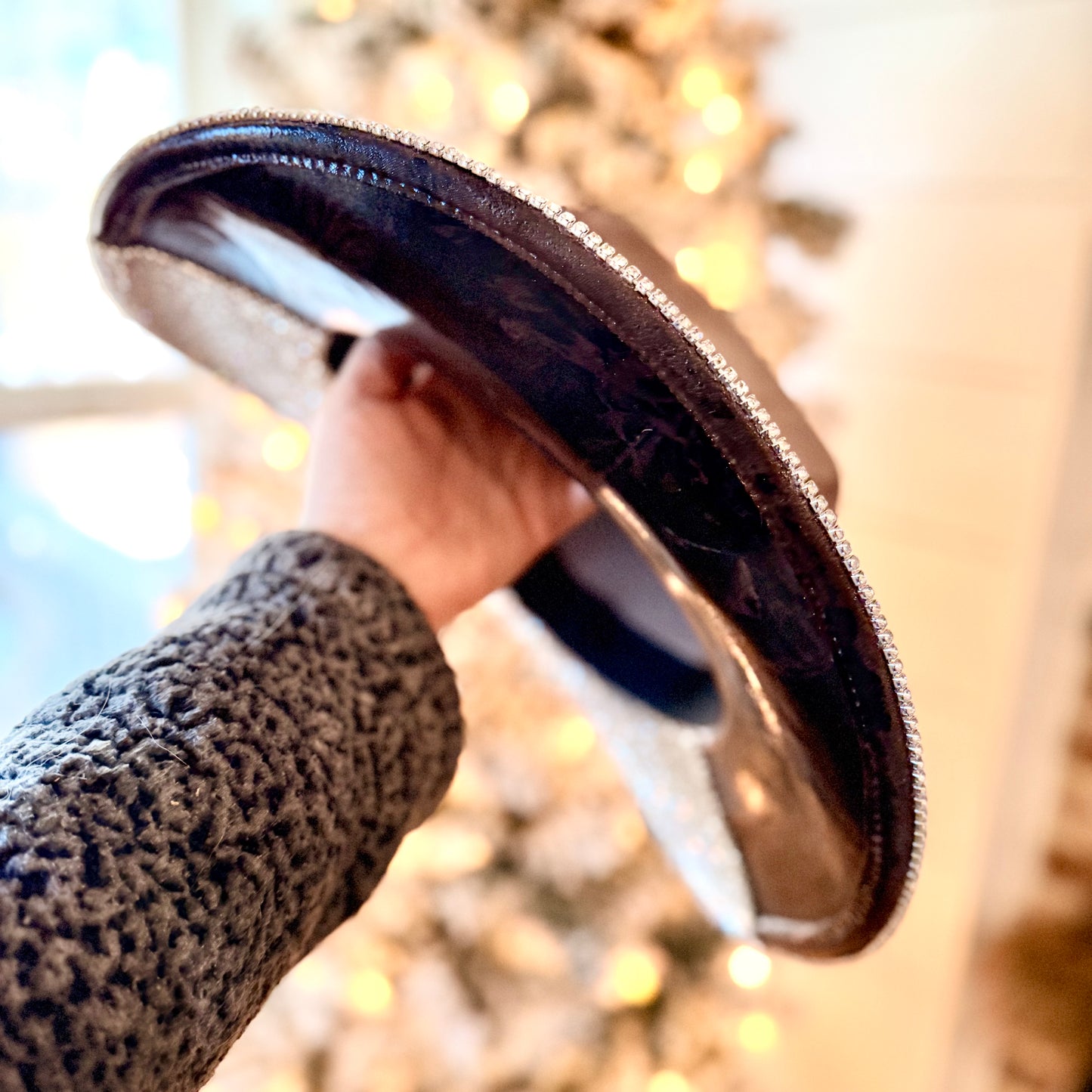 Rhinestone with leather foil cattleman cowgirl hat