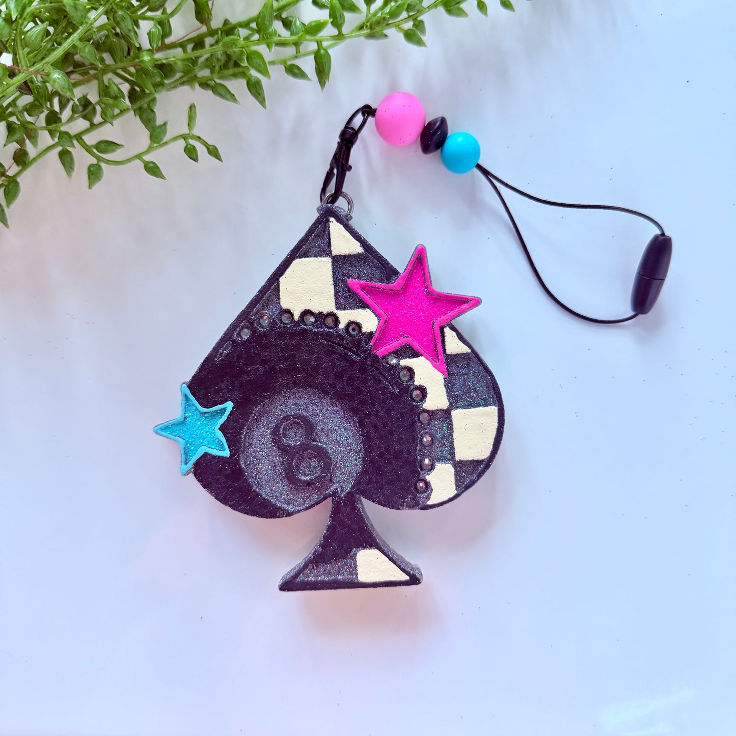 Checkered Spade 8 Ball Car Freshie