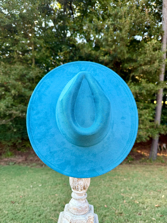 Teal Wide Brim Polyester Hat