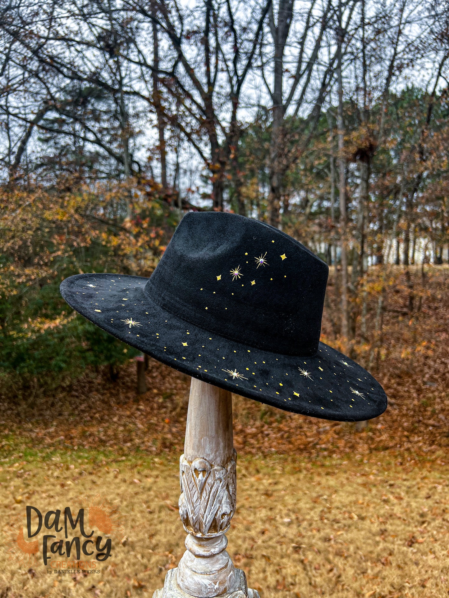 Black- Starry Night Wide Brim Hat