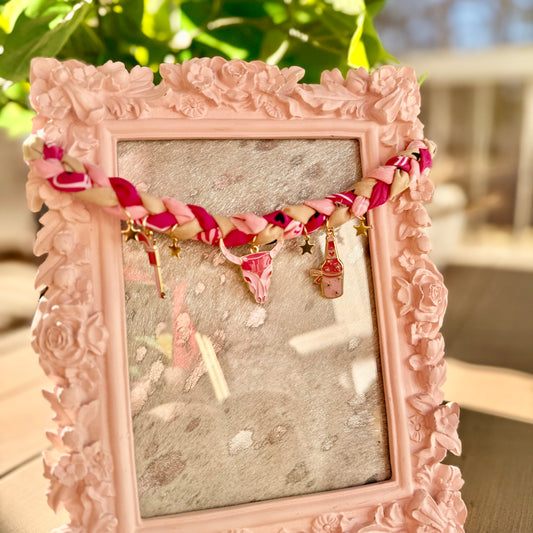 Braided Pink Cowgirl Bandana Necklace