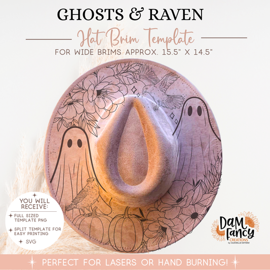 Ghosts and Ravens Wide Brim Hat template