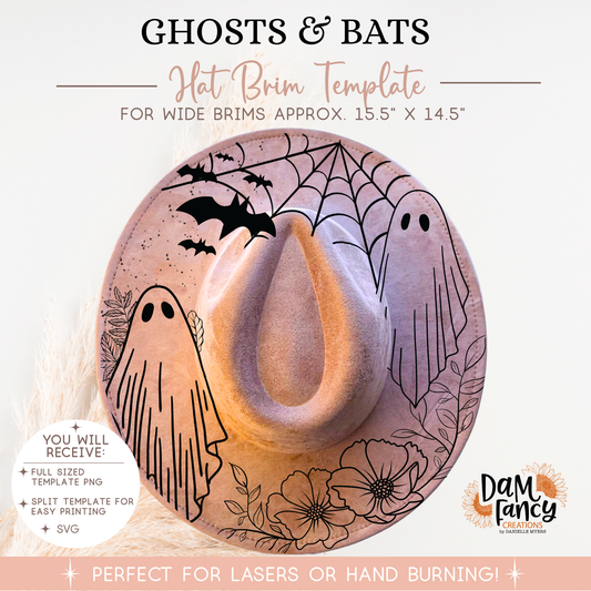 Ghosts and Bats Wide Brim Hat template