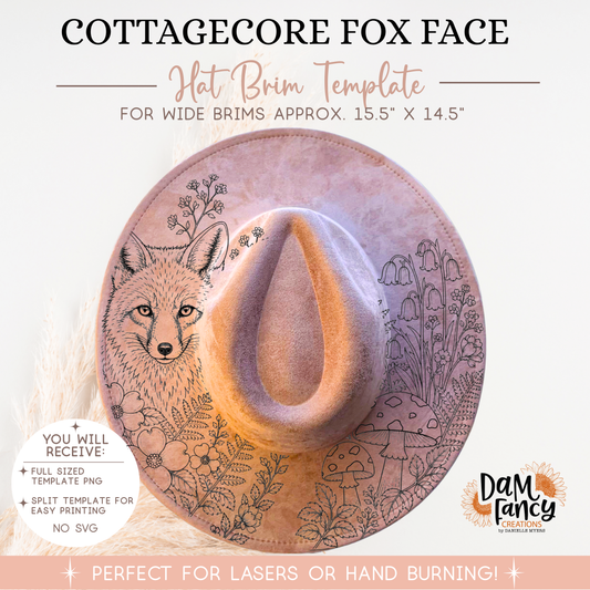 Cottagecore Fox Face Wide Brim Hat template