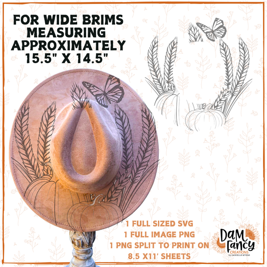 Wheat and Butterflies Wide Brim Hat template