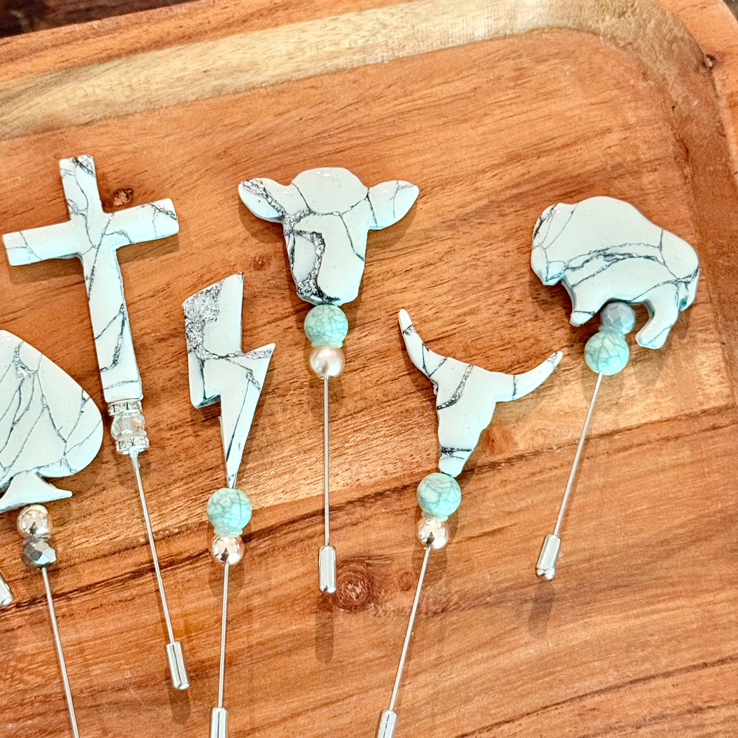 Wholesale  Howlite Style Hat Pins - 10pk