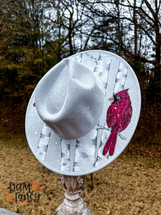 Snowy Cardinal Light Gray Wide. Rim