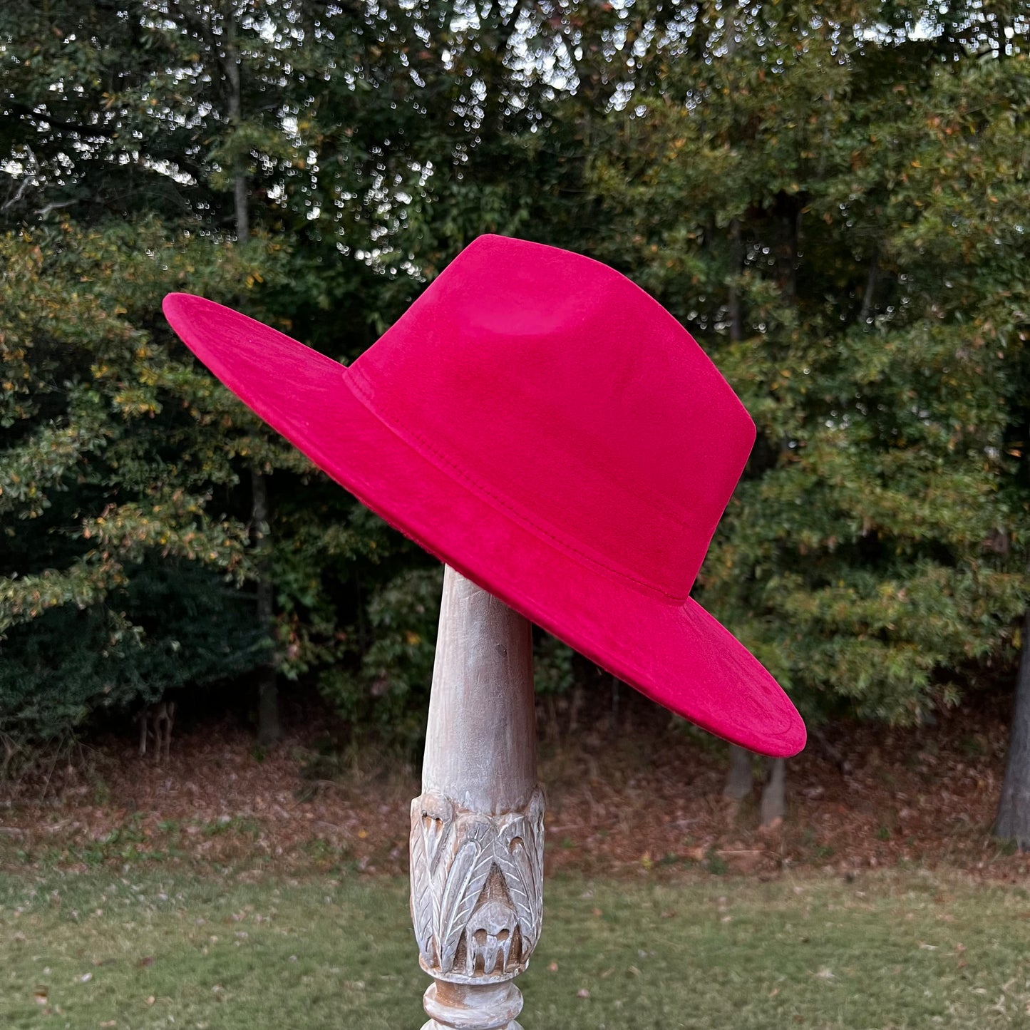 Maroon/ Vintage Red Wide Brim Polyester Hat