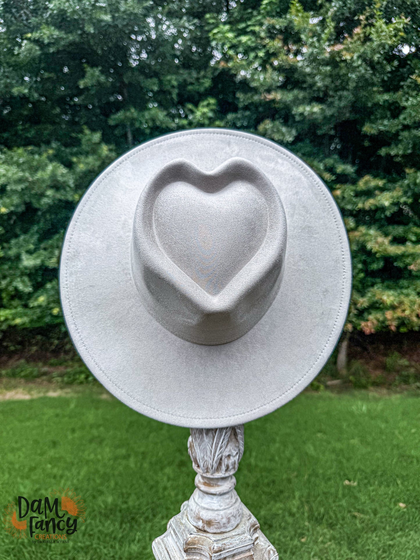Light Gray Heart Wide Brim