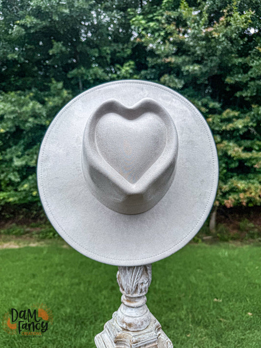 Light Gray Heart Wide Brim