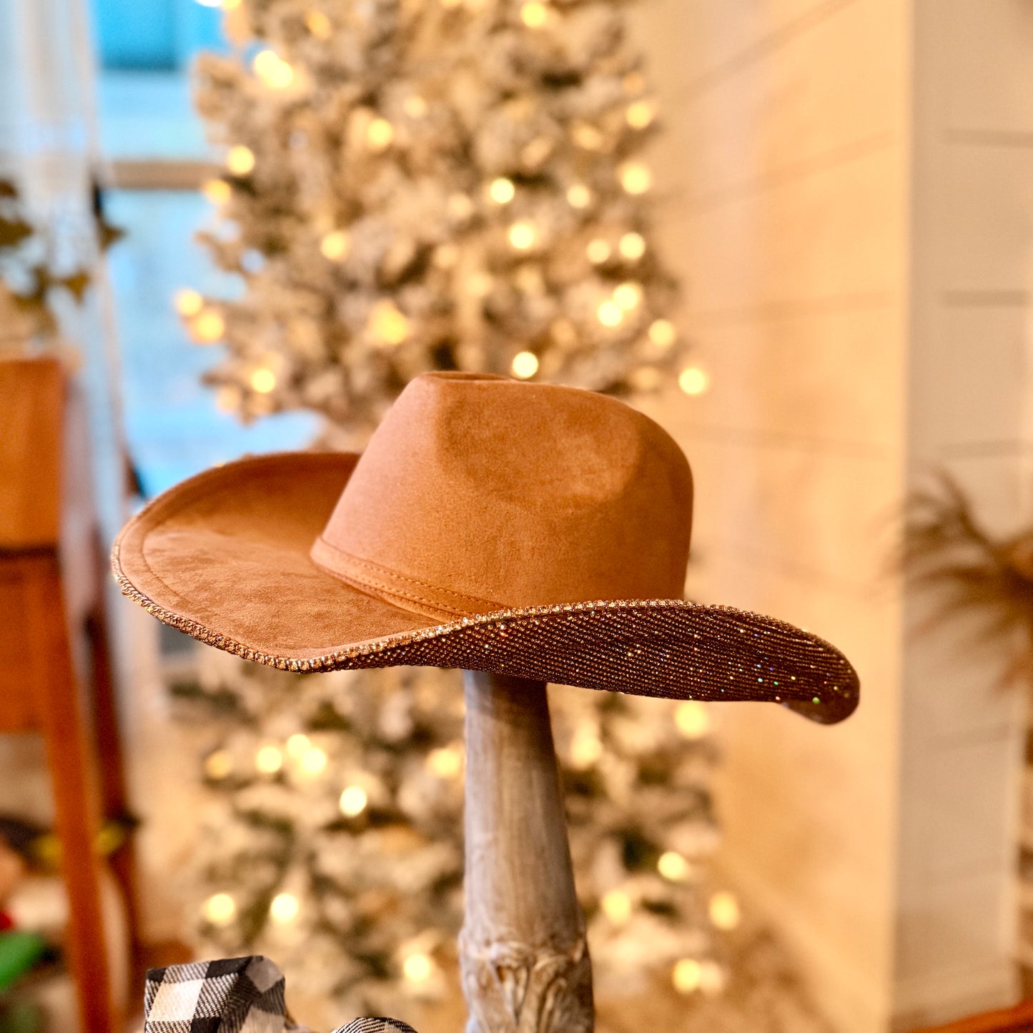 Rhinestone with leather foil tear drop cowgirl hat