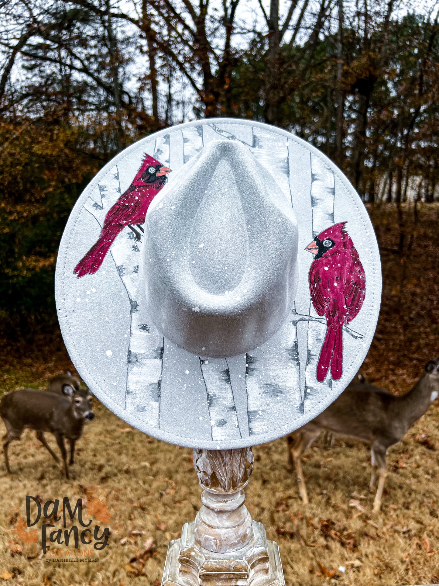 Snowy Cardinal Light Gray Wide. Rim