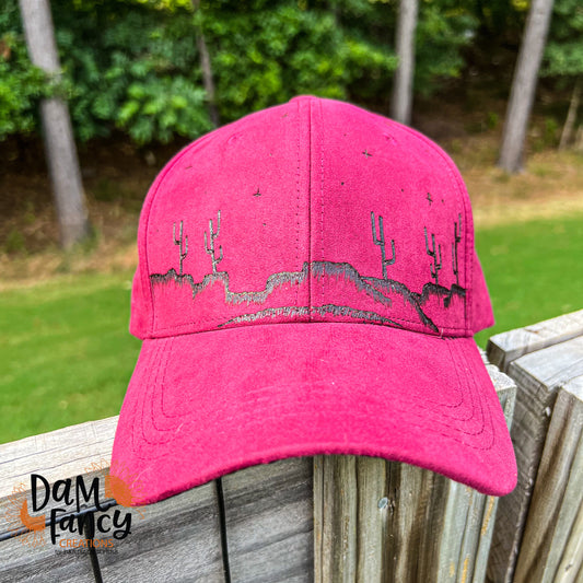 Desert Landscape Ball Cap- red/maroon