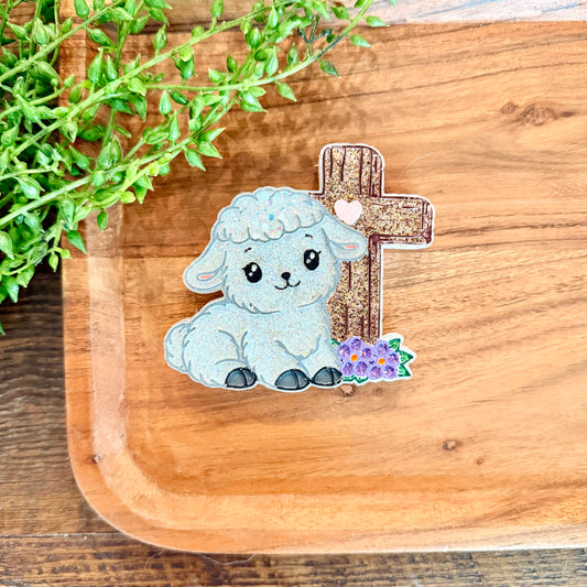 Lamb with Cross- Car Freshie