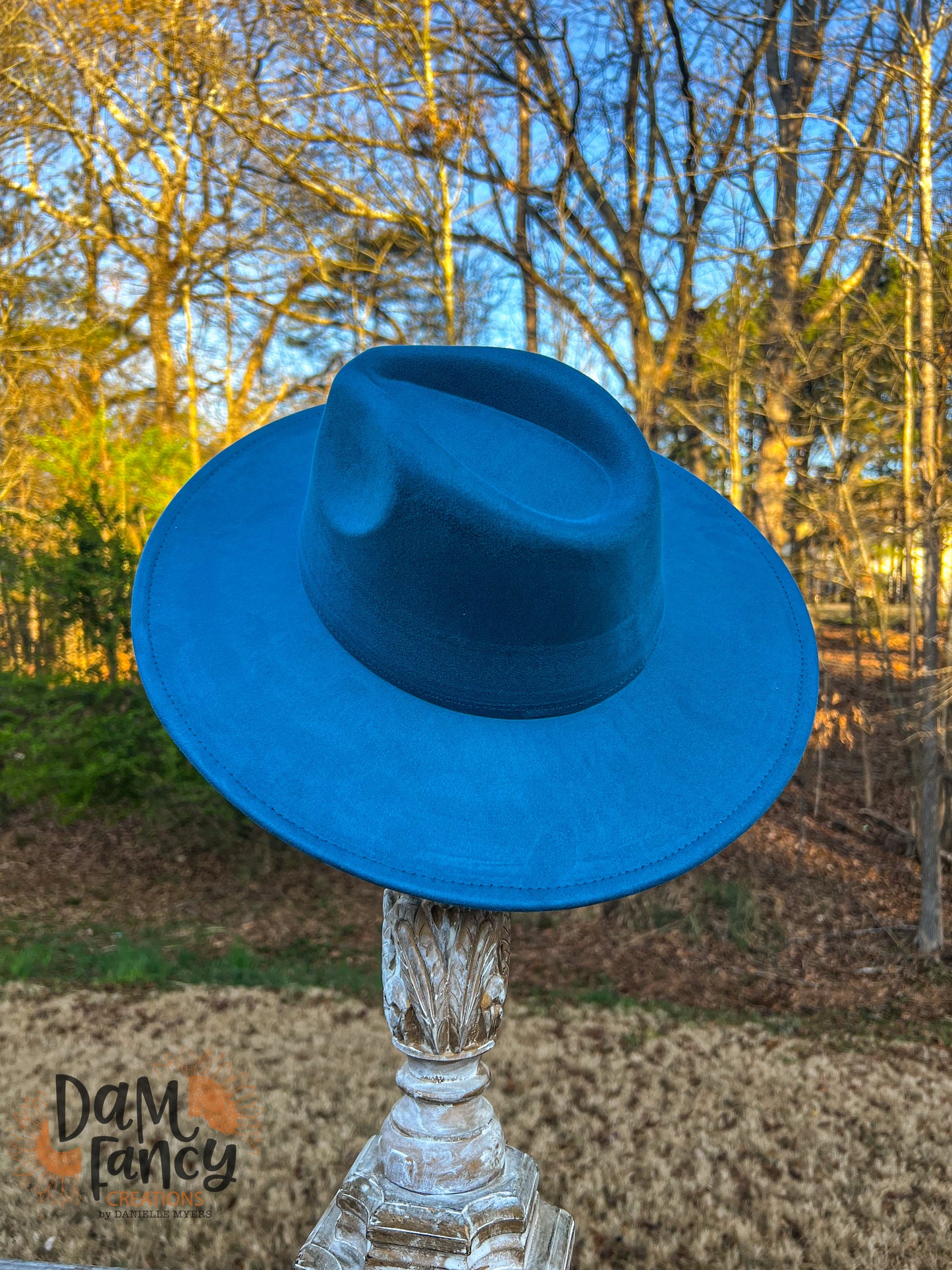 Dark Teal Wide Brim Polyester Hat