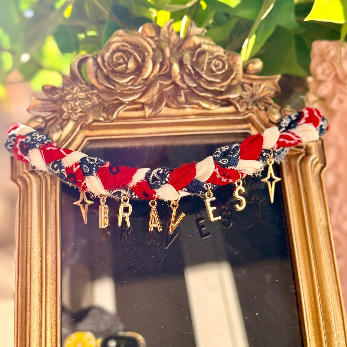 Braided Braves Bandana Necklace with  pointy stars