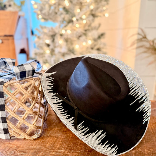 Top Rhinestone design tear drop cowgirl hat