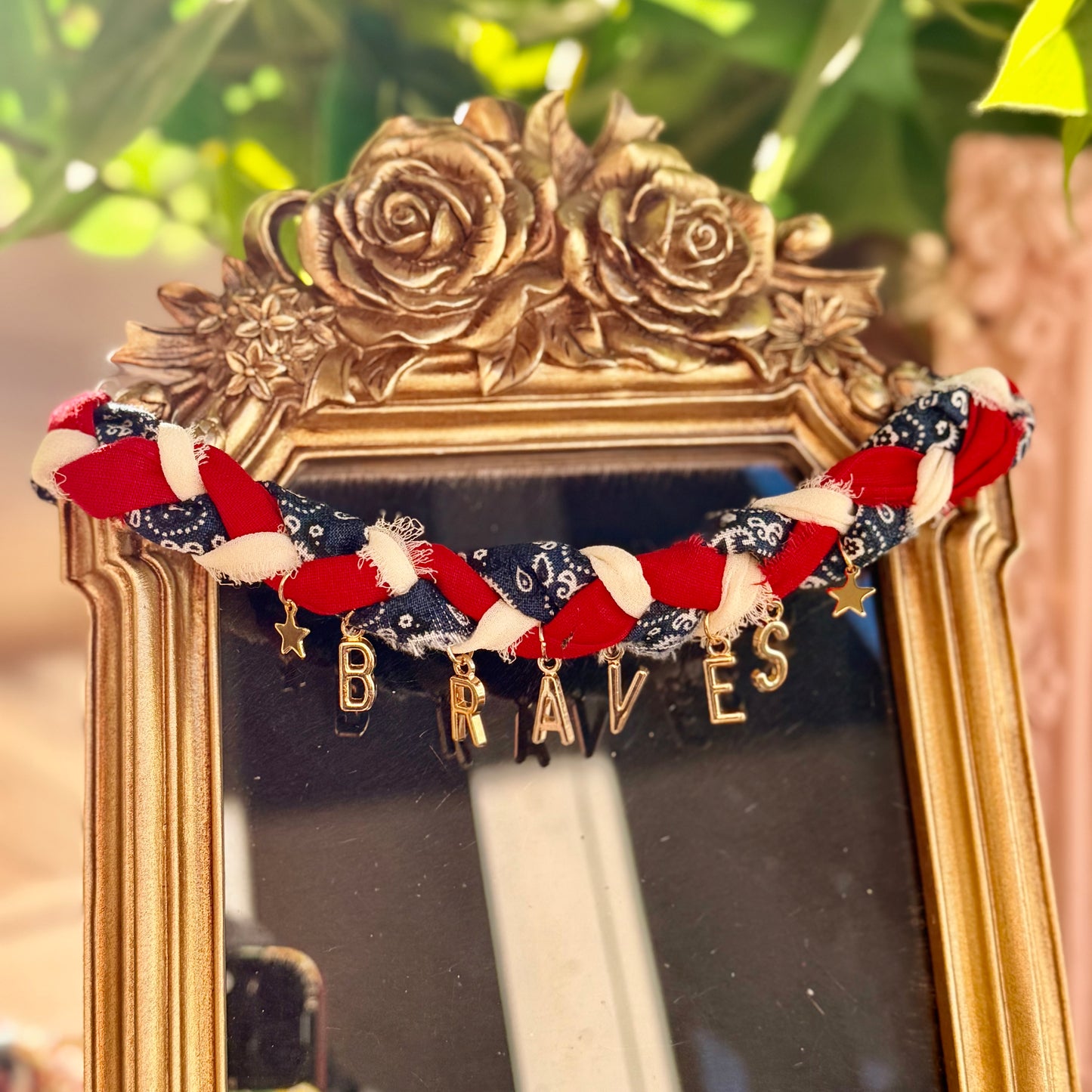 Braided Braves Bandana Necklace with  stars